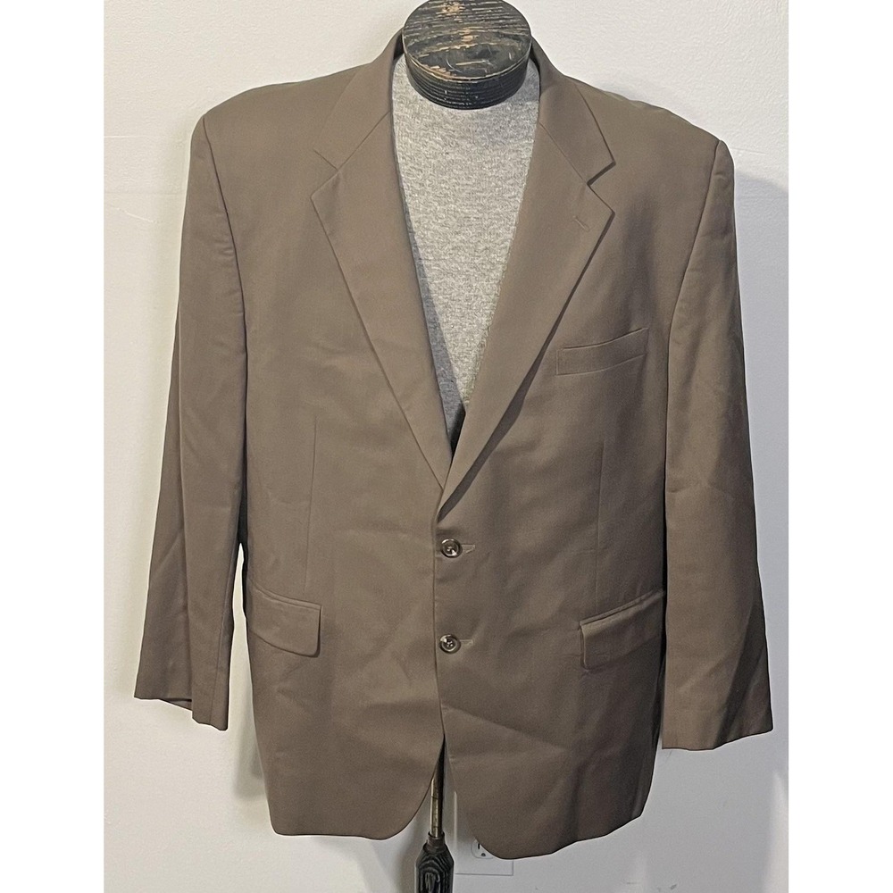 Chaps Blazer‎ Mens 46R Brown 100% Wool Two Button Lined Sport Coat Jacket